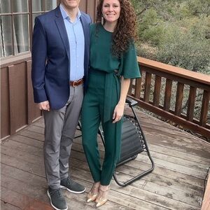 Green/Blue Belted Jumpsuit H&M